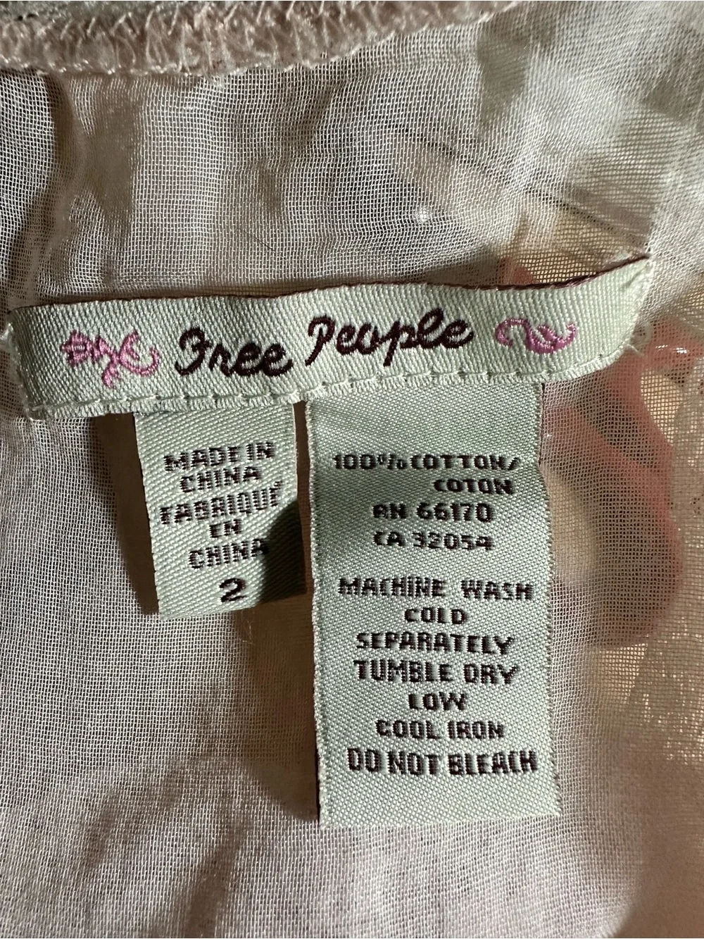 Free People blush pink lace-trim cami, side zipper opening, very soft cotton